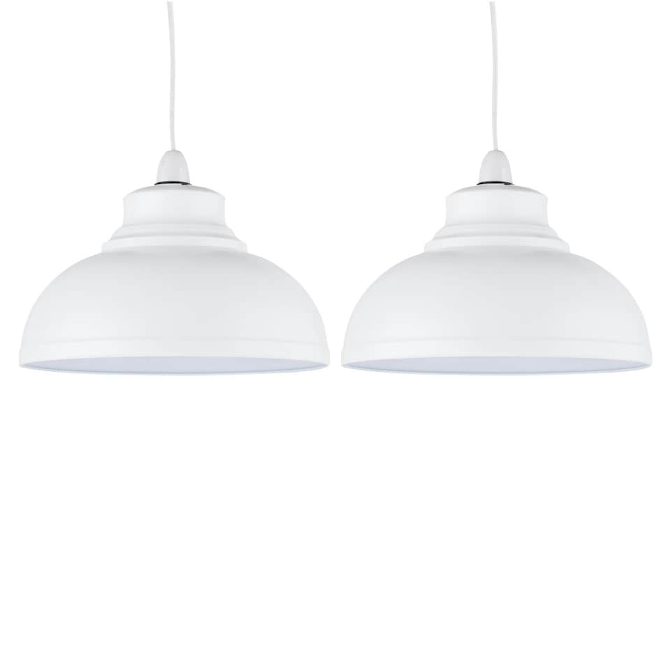 image 1 of Set of 2 Domed - Cream Easy Fit Metal Pendant Shades | White | Large | 2