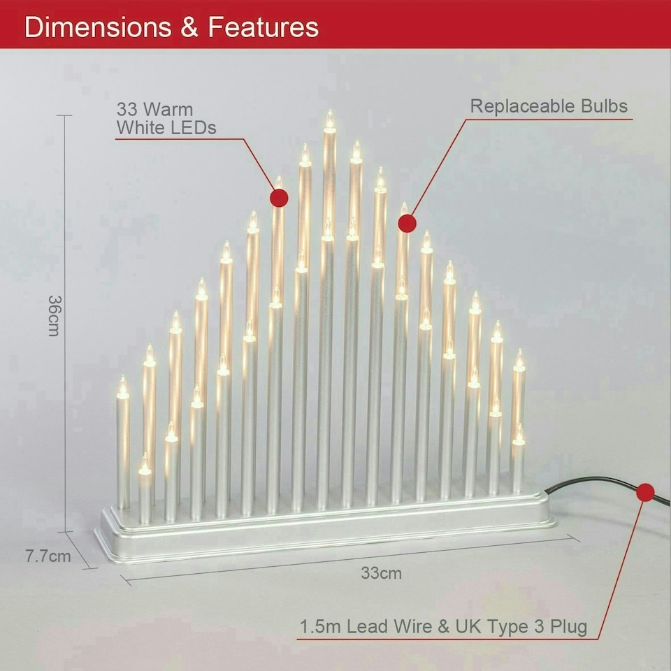 image 1 of The Christmas Workshop 78670 Silver Christmas Candle Bridge