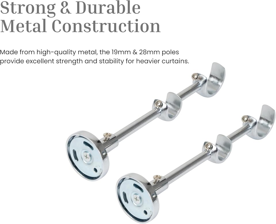 image 1 of Lister Cartwright Double Curtain Extendable Pole Set with Chrome Ball Finials- 19mm & 28mm Metal Poles(120- 220 cm)