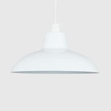 ValueLights Retro Style Gloss White Metal Easy Fit Ceiling Pendant Light Shade - Complete with a 10w LED Bulb 3000K Warm White