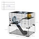 image 8 of PawHut 3 Tiers Hamster Cage w/ Deep Glass Bottom, Dish, Hut, 60 x 40 x 54.5cm