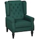 image 1 of HOMCOM Accent Chair Wingback Armchair Tufted Club Wood Fabric, Dark Green | Green | Dark Green | One Size