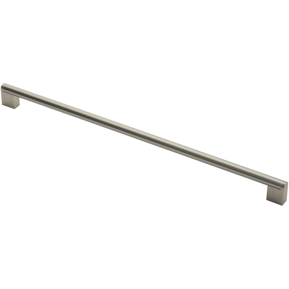 Loops Round Bar Pull Handle 488 x 14mm 448mm Fixing Centres Satin Nickel & Steel in Metallics