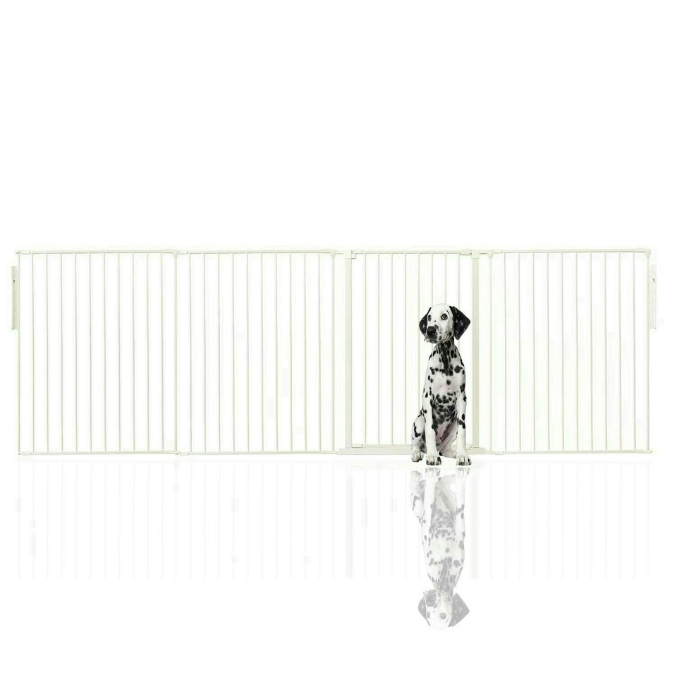 image 1 of Bettacare Premium Extra Tall Multi Panel Flexible Dog Barrier, up to 298cm Wide, White, 105cm Tall, Dog Barrier for Pets Dogs and Puppy White