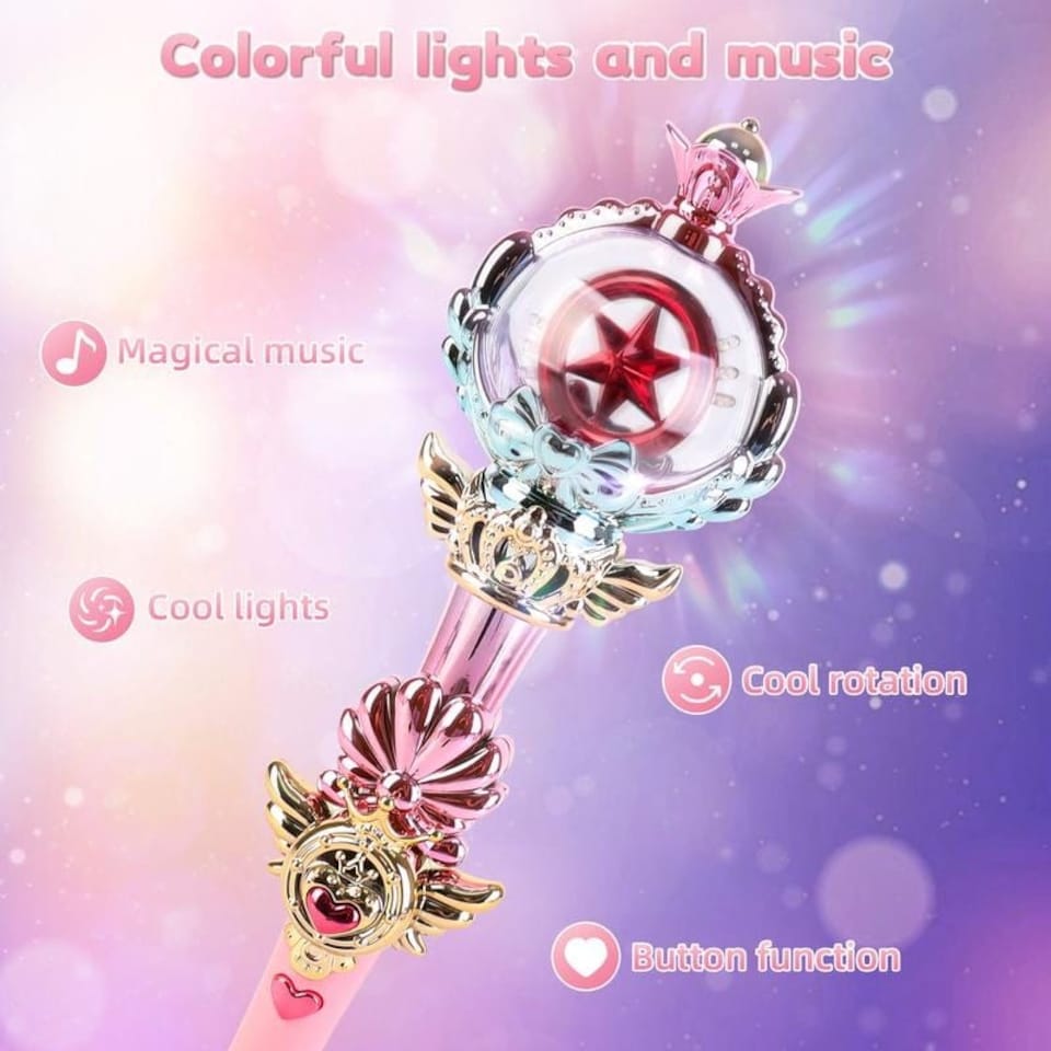 image 1 of Light Up Princess Wand for Kids – LED Lights and Music – Magic Fairy Wand for Dress-Up, Costumes, Pretend Play and Birthday Gifts