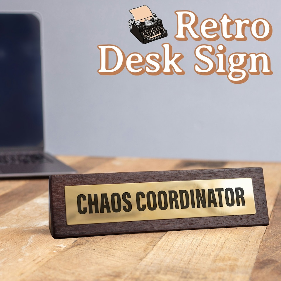 image 1 of Wooden Desk Sign - Chaos Coordinator