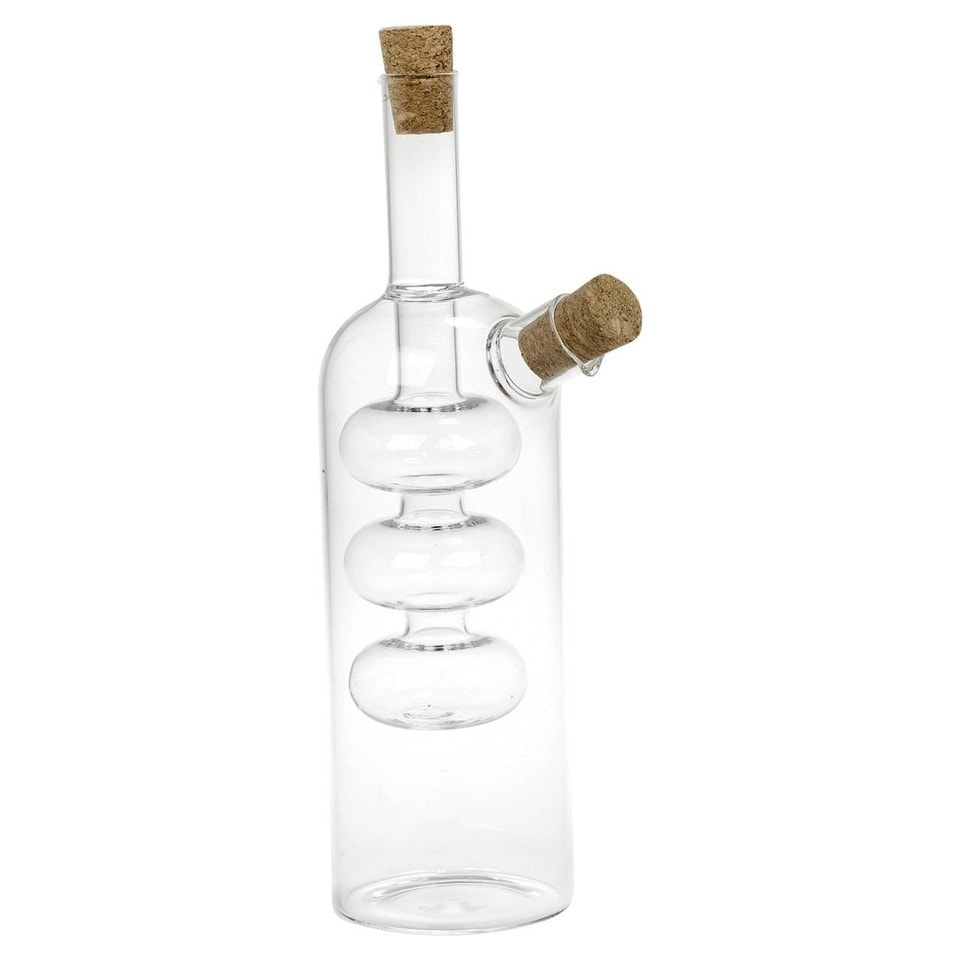 image 1 of 2 In 1 Glass Olive Oil And Vinegar Cruet Dispenser Bottle Dual Chamber