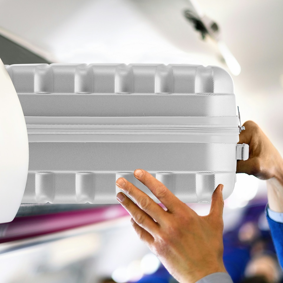 image 1 of 55x35x25cm Air France & KLM Maximum Size Cabin Carry On - Lightweight 4 Wheel ABS Hard Case Cabin Carry On Hand Luggage 35+ Airline Approved Silver | Silver | Cabin Bag