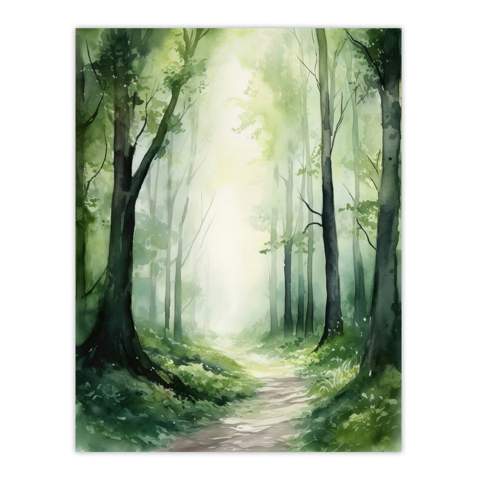 image 1 of Sage Green Springtime By Kath Raymond Forest Black Framed Wall Art Print A4