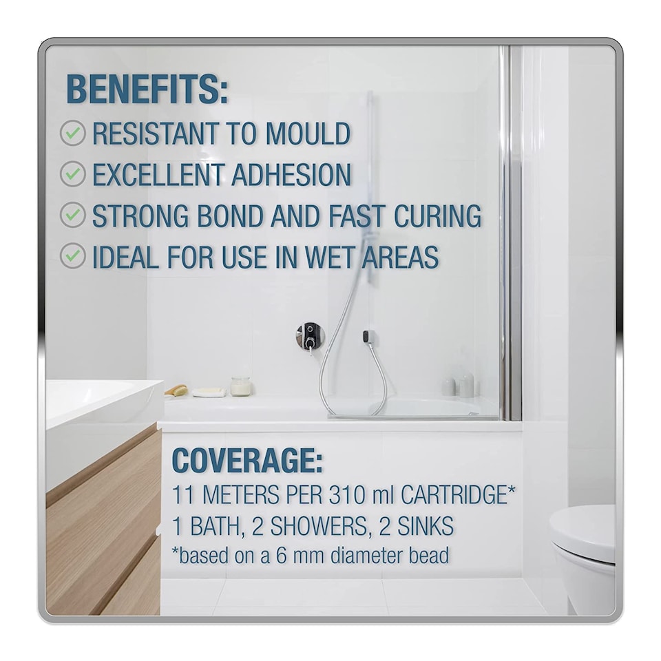 image 1 of Dryzone Silicone Sealant Replacement Kit (Anti Mould) - Complete kit for Professional looking joints in Kitchen and Bathroom