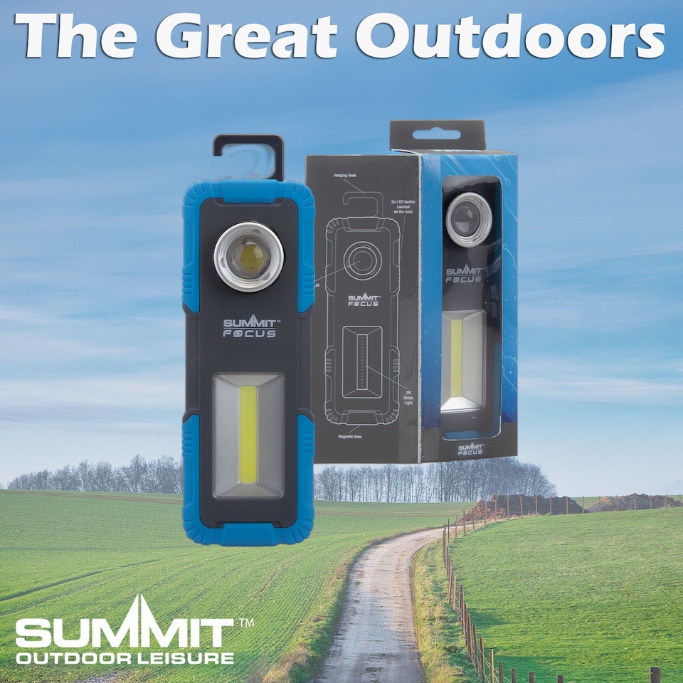 image 1 of PMS Duel Torch Light 1W/3W USB Rechargeable with Magnetic Base - Black/Blue
