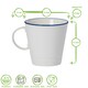 image 3 of Nicola Spring 270ml Farmhouse Teacups - Set of 6 Porcelain Tea Cups Rustic Cottage Drinkware with Rolled Rim & Comfort Handle | White | White/Blue Rim | 11 x 8.5 x 8.5 CM | 6