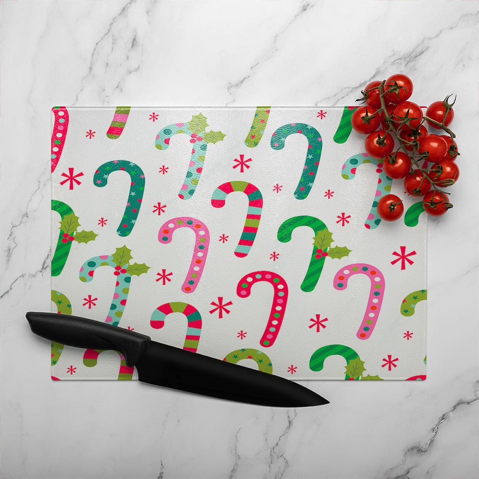 image 1 of Candy Pattern Dining Glass Chopping Board | Multi