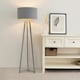 image 1 of ValueLights Lottie Grey Wood Tripod Floor Lamp with Grey and Copper Drum Shade