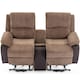 image 3 of Postana Dual Motor Rise Recliner 2 Seater Cord Drinks Console Sofa (Brown)