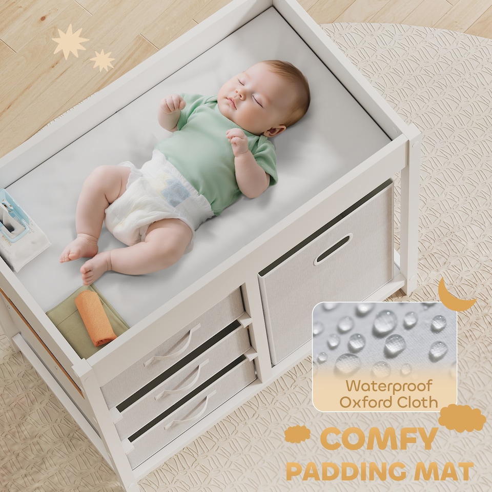 image 1 of AIYAPLAY Baby Changing Unit with 4 Drawers, Diaper Changing Table, White