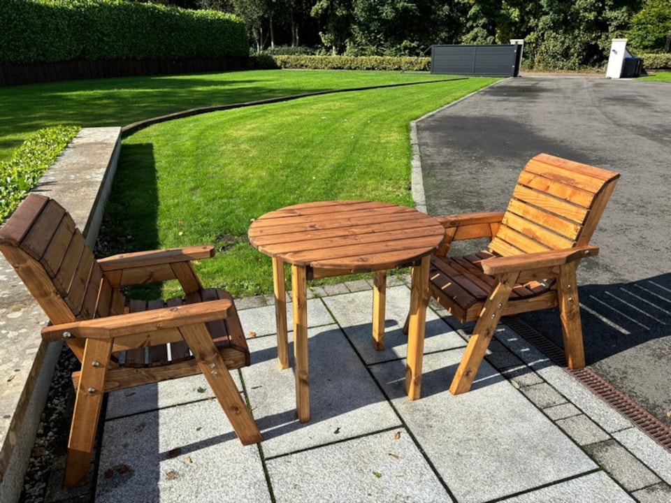 image 1 of Thatcham Two Seater Outdoor Dinner Set - Timber - L100 x W220 x H98 cm - Fully Assembled