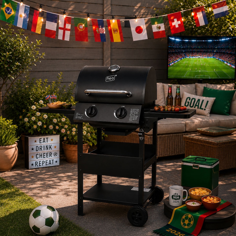 image 1 of Outdoor 2 Burner Steel Gas BBQ Grill Side Shelves Rack Bottle Opener & Regulator Kit