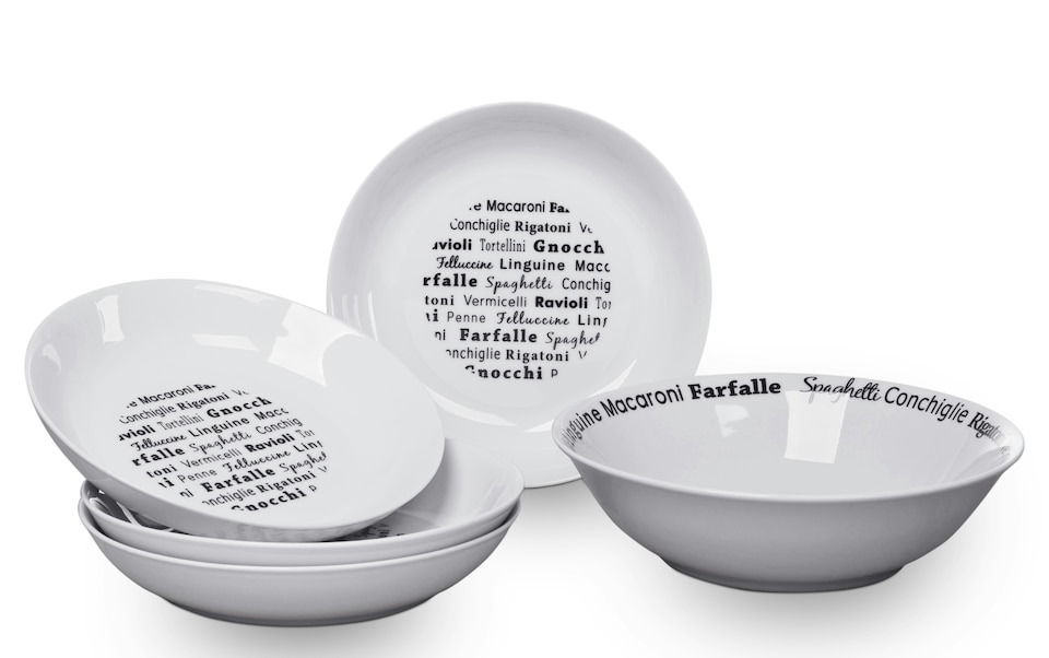 image 1 of 5pc Pasta Set Black Script