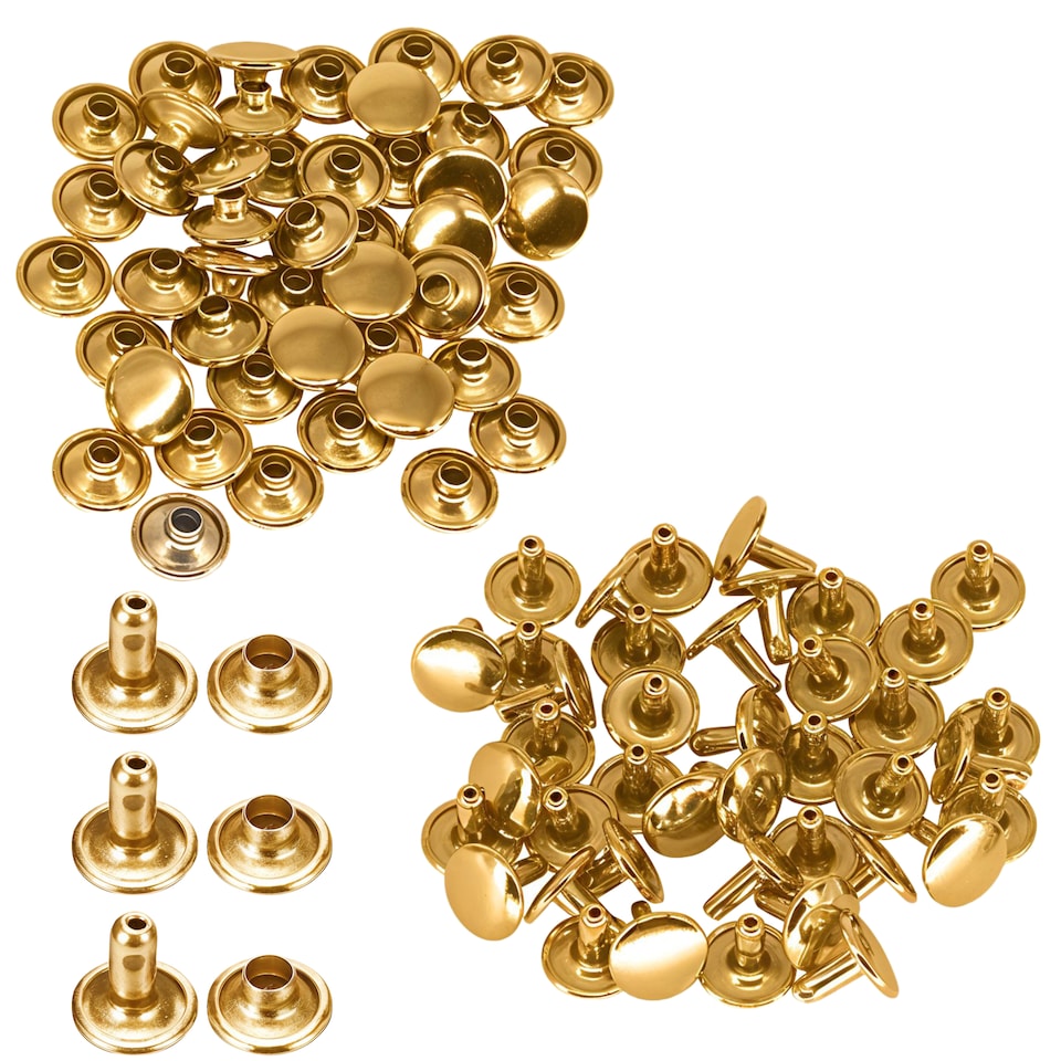 image 1 of 10mm Double Cap Rivets, Tubular Metal Studs for DIY Projects - 100pcs