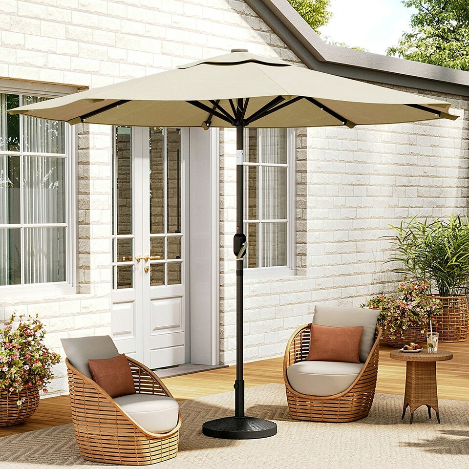 image 1 of Living and Home Outdoor Solar 24 LED Lights Patio with Crank for Patio Market - Beige (No base included) White
