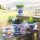 image 2 of Verano Spanish Ceramics Set of 2 Hanging Plant Pots - 22cm Floral Multi