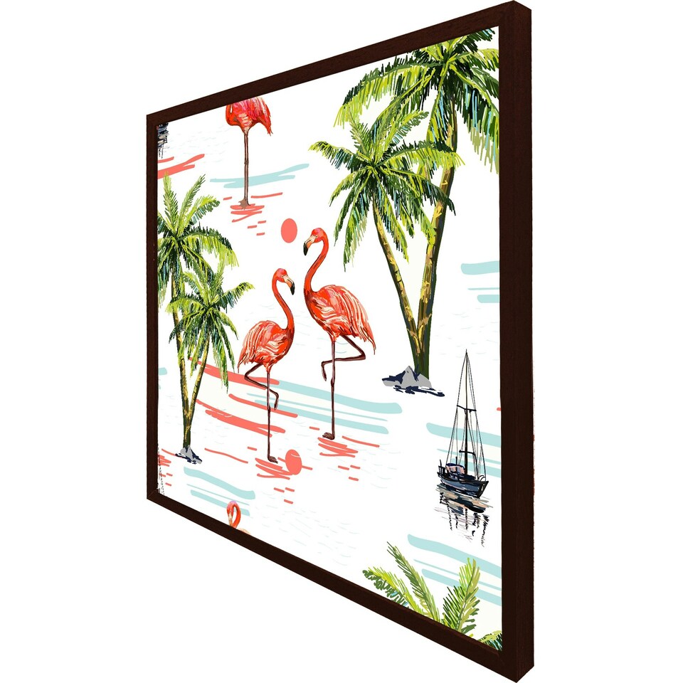 image 1 of Flamingo & palm trees (Picture Frame) Black | S