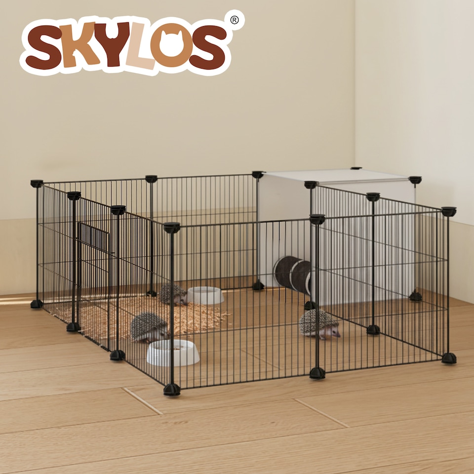 image 1 of Skylos Pet Pen 14 Panel Puppy Rabbit Kitten Playpen Indoor Enclosure Run Cage