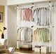 image 4 of House of Home Telescopic Double Rail Clothes Wardrobe Organise Hanging Rack Adjustable Storage | White | Not provided
