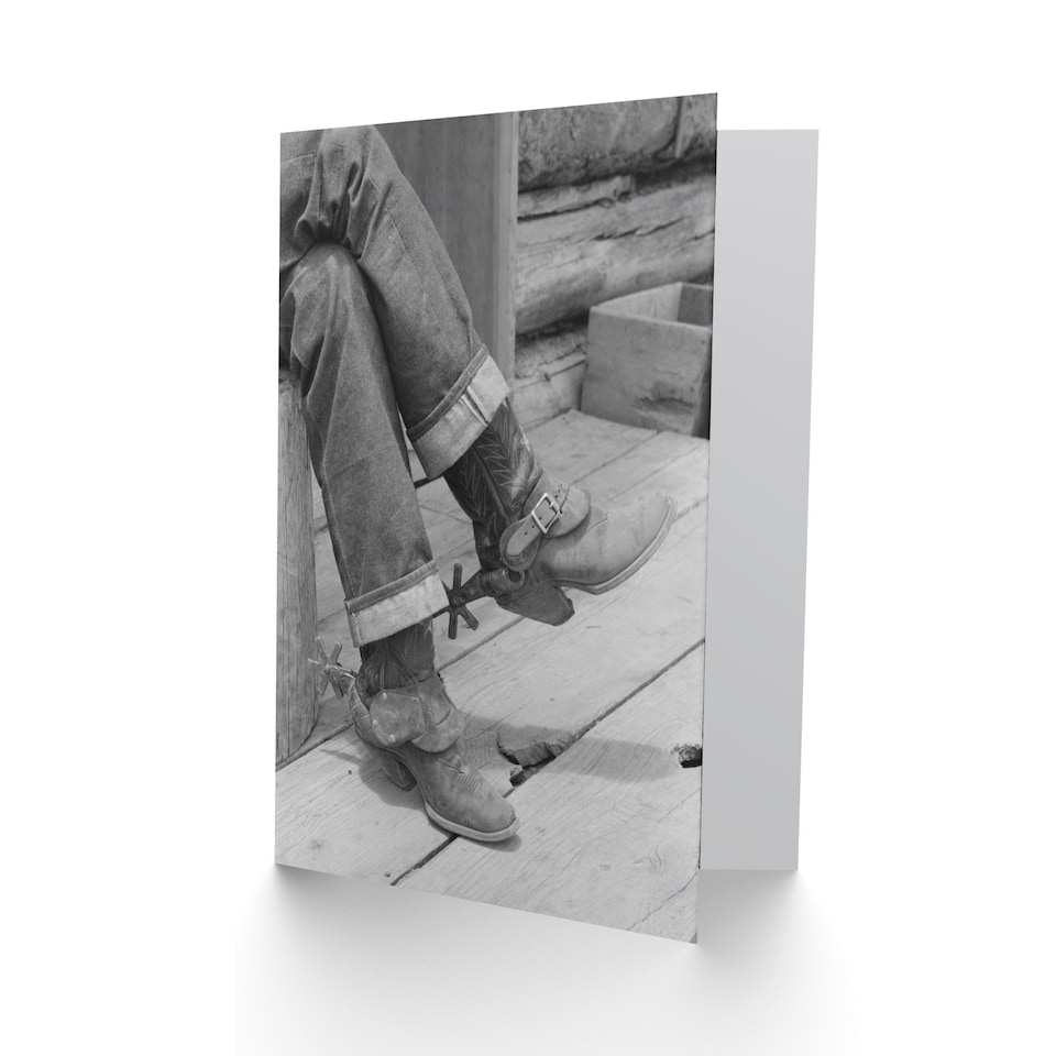 image 1 of Russell Lee Boots and Spurs Vintage Photograph Art Greeting Card