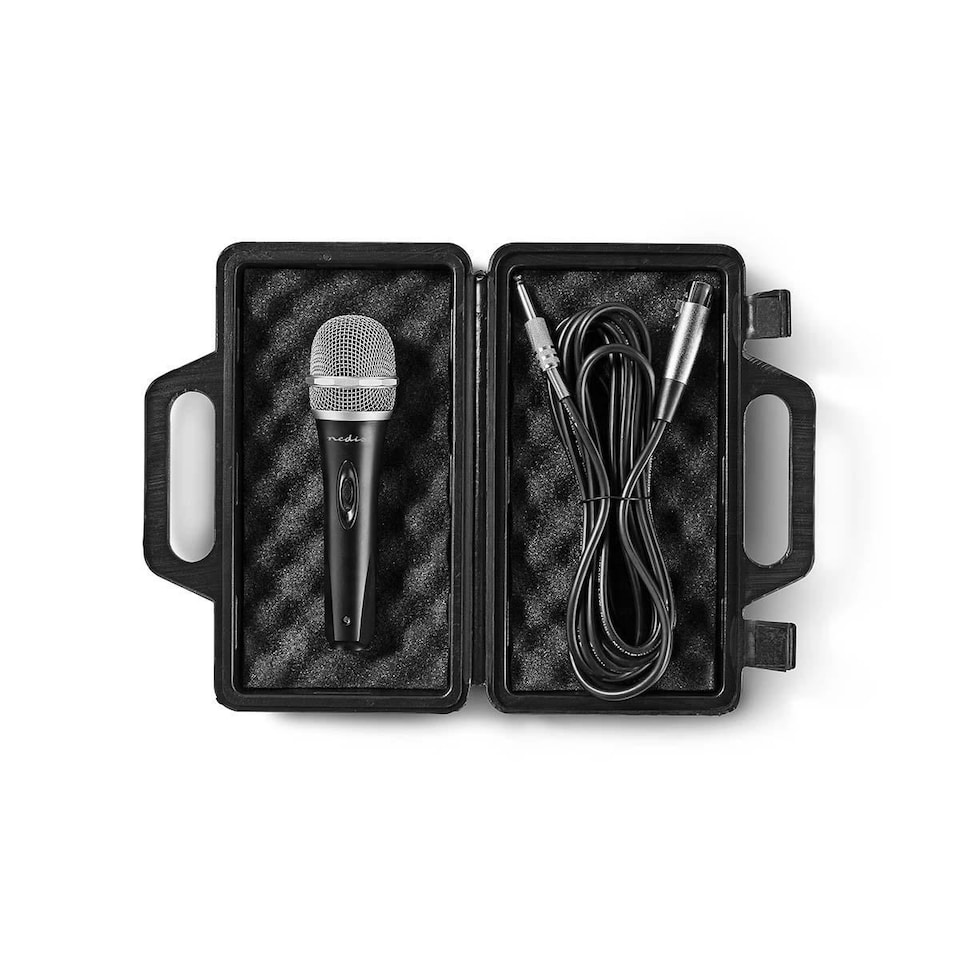 image 1 of Nedis Wired Microphone, Uni-Directional Dynamic Microphone with XLR Connector, Perfect Sound Quality, Durable Metal Body, 5.0m Detachable Cable, On/Off Switch, Travel Case