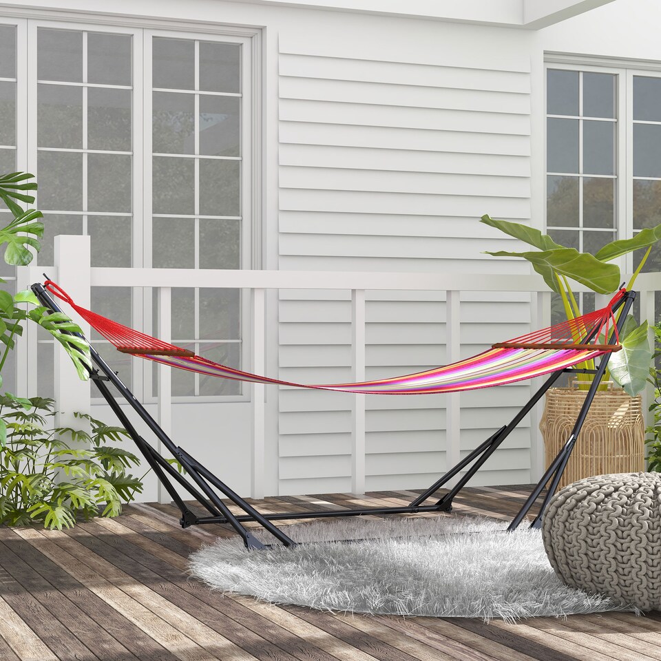 image 1 of Outsunny Foldable Hammock Stand, 2 in 1 Hammock Chair Stand