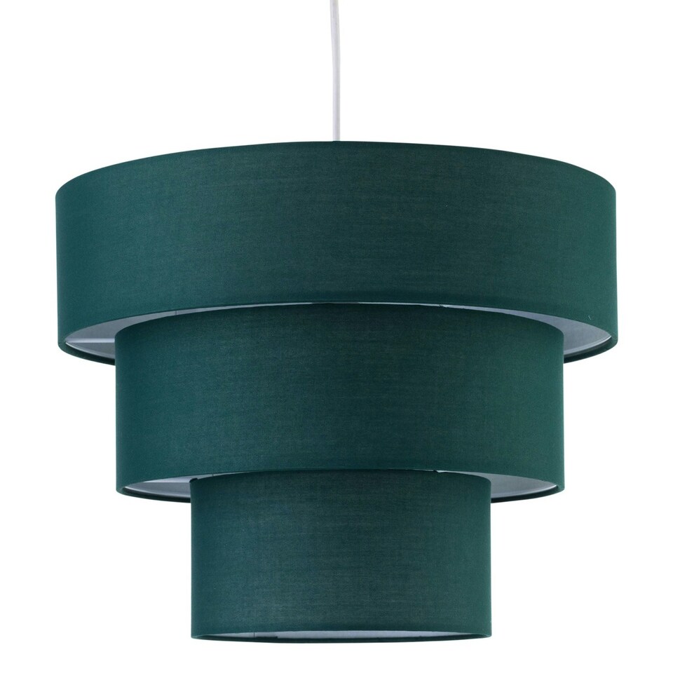image 1 of Set of 2 Barty - Dark Green 38cm Tiered Pendant Shades Green