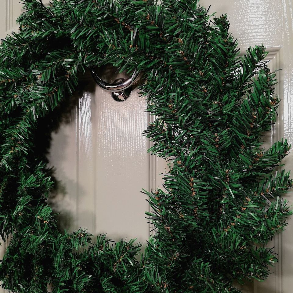 image 1 of 60cm Plain Green Christmas Wreath with 160 Tips