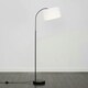 image 1 of ValueLights Curva Gloss Black Floor Lamp with Medium White Drum Shade and LED Bulb