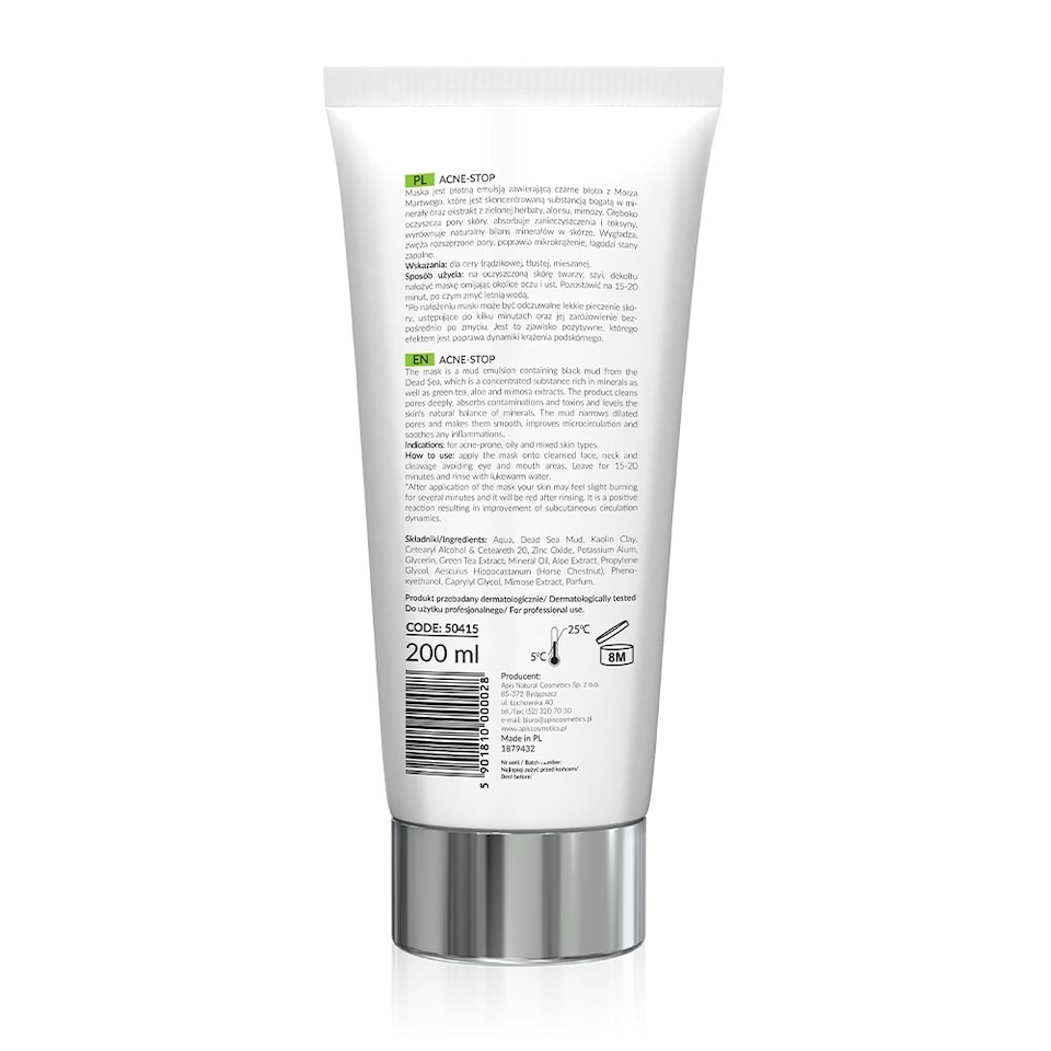 image 1 of Apis Professional Acne Stop Cleansing Mask with Green Tea and Dead Sea Black Mud 200ml