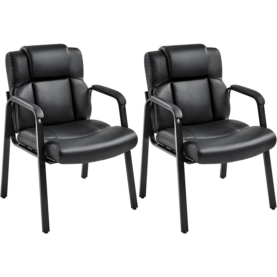 image 1 of Yaheetech Set of 2 Faux Leather Office Guest Chairs Black Black