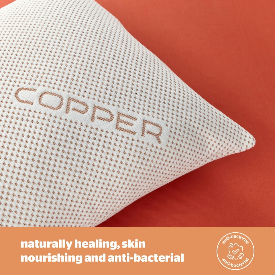 image 1 of Silentnight Wellbeing Collection Copper Infused Bed Pillow, Anti Bacterial and Rejuvenating