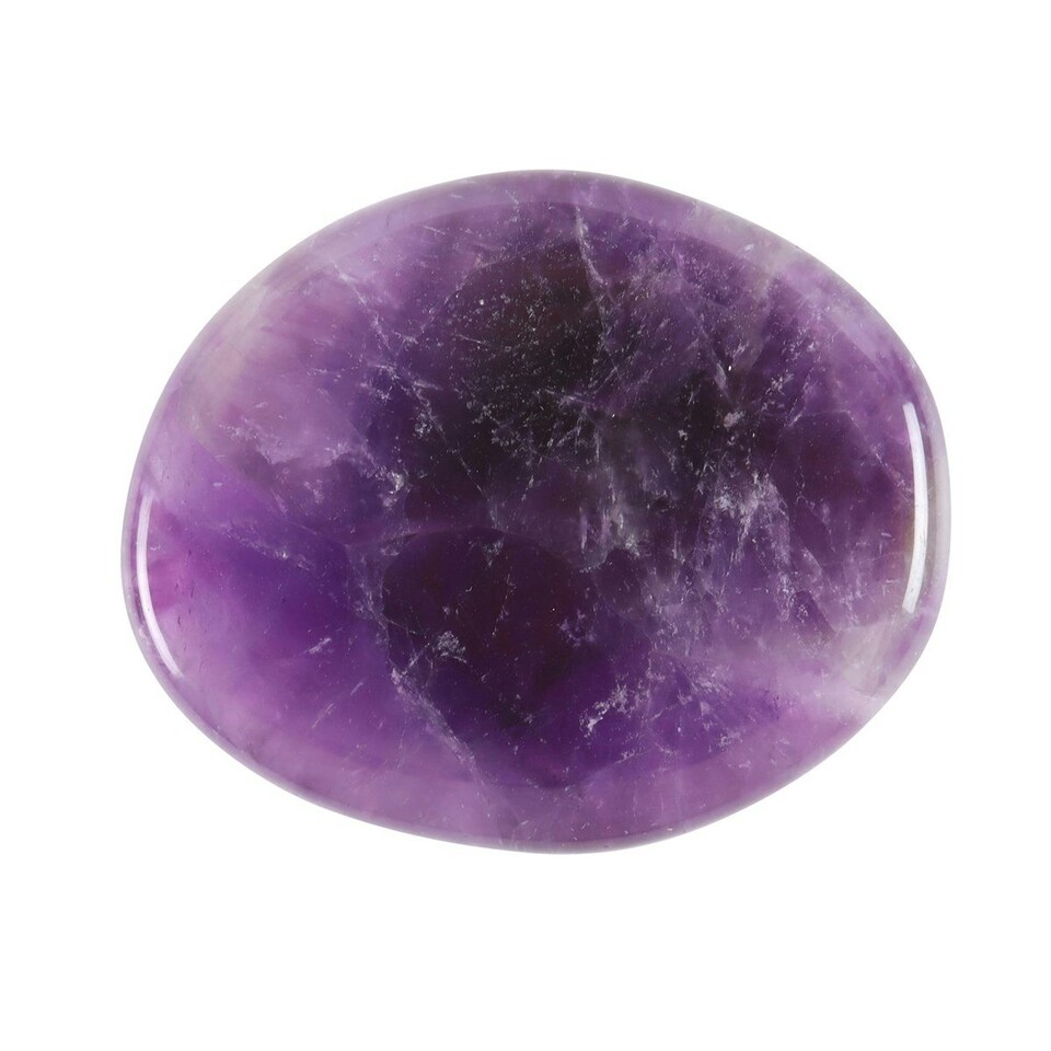 image 1 of Something Different Stay Calm Amethyst Palm Stone - Purple/Gold - One Size