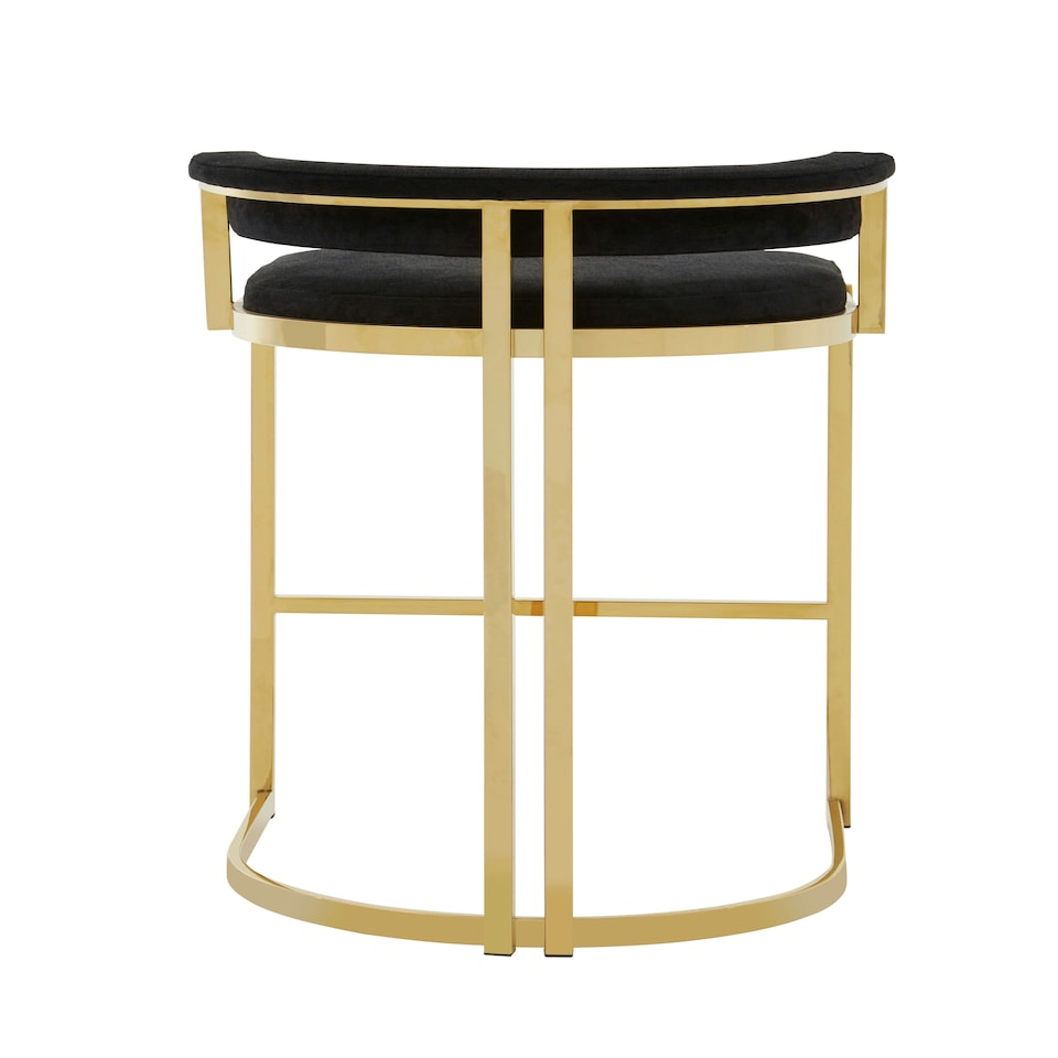 image 1 of Interiors by Premier Black Bar Chair Stool with Back, Kitchen Stool for Bar, Gold Frame Breakfast Stool with Velvet Upholstery