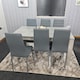image 2 of Modern Dining Table Set With 6 Grey Chairs Dining Room Furniture Set | Grey | One Size | 7