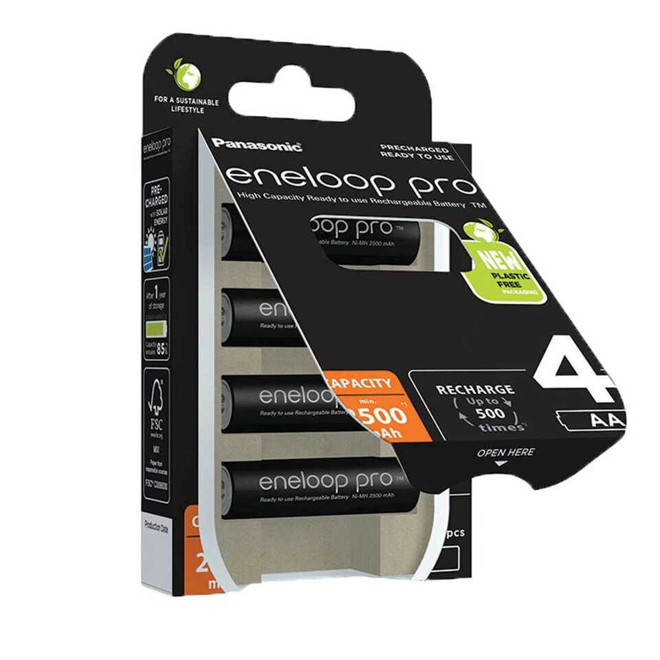 image 1 of Panasonic Eneloop Pro AA 2500mAh Rechargeable Batteries - Pack of 4 AA