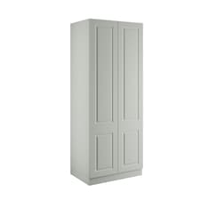 Classic Square Panel Light Grey Double Wardrobe with Double Rail Grey