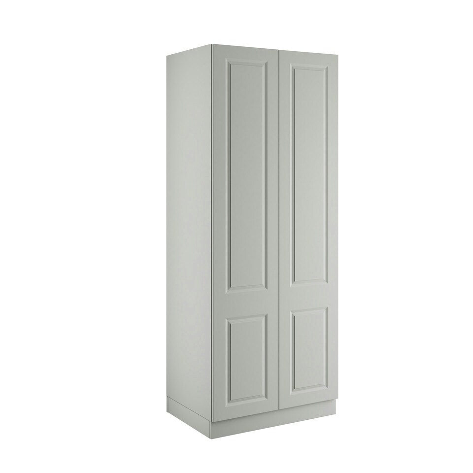 image 1 of Classic Square Panel Light Grey Double Wardrobe with Double Rail Grey
