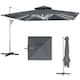 image 6 of Outsunny Garden Cantilever Parasol, Patio Umbrella w/ Solar LED Lights, Grey Grey | Grey