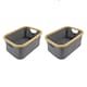 image 1 of JVL Bambanio Foldable Bamboo Storage Basket, 26L, Set of 2 - Grey Grey