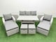 image 1 of Fimous PE Rattan Lounge Sofa Set 9 Seater Outdoor Garden Furniture Set with Dining Table 3 Seater Sofa 2 Big Footstools 2 Side Tables Light Grey