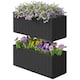 image 1 of Outsunny Set of 2 Hanging Flower Boxes, 50 cm Long, Rattan Look, Black Black | Black