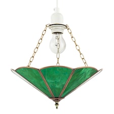 Green Toned Chic Tiffany Glass Easy Fit Pendant Shade with Chains
