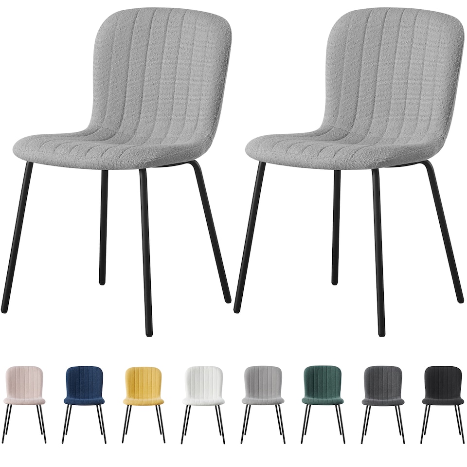 image 1 of Set of 2 Teddy Faux Fur Stitched Design Dining Chairs Light Grey Bella by MCC
